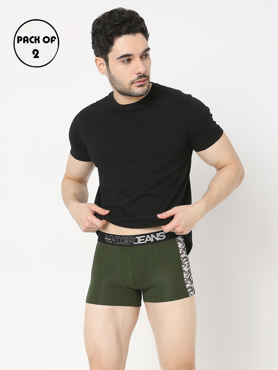 Underjeans by Spykar Men Premium Pack of 2 Grey - Olive Trunk