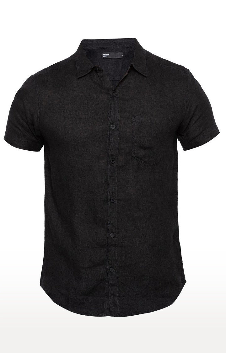 Spykar Men'S Black Cotton Solid Casual Shirts