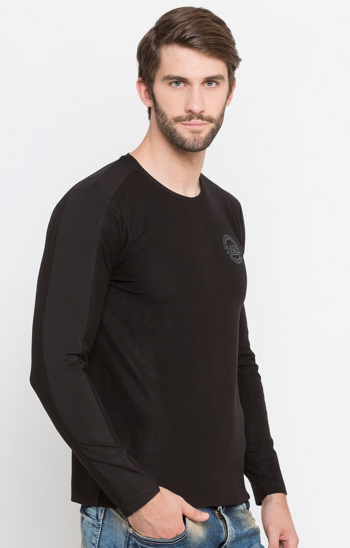 Spykar Black Solid Slim Fit Men T-Shirts