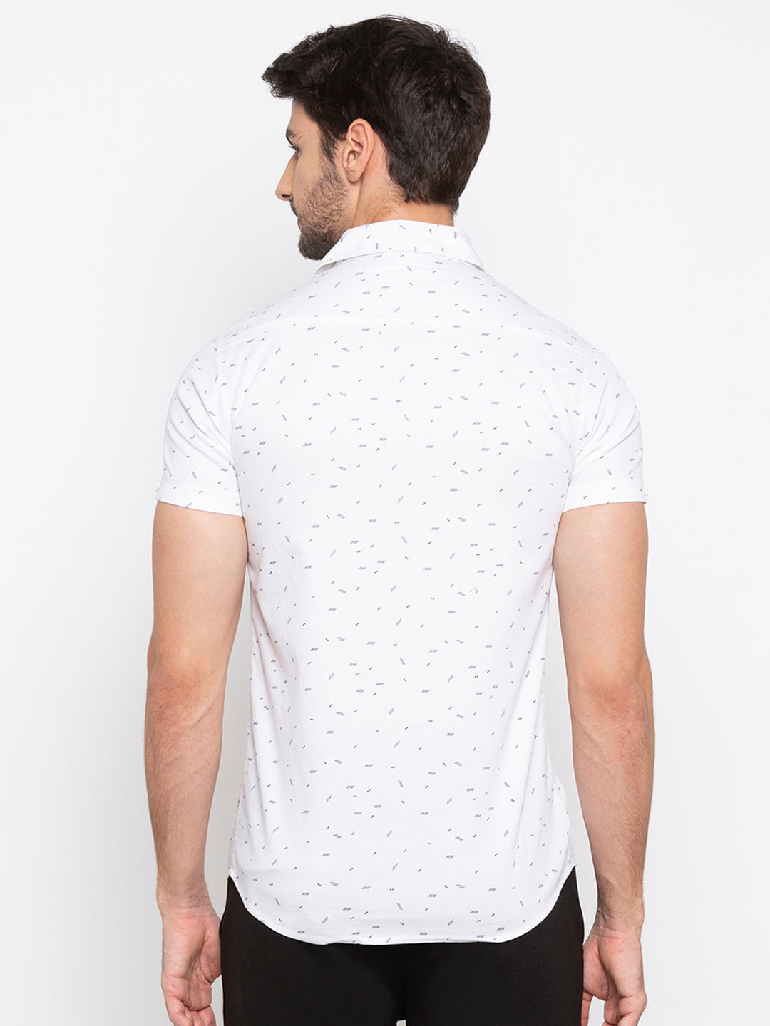 Spykar Men White Printed Slim Fit Casual Shirt