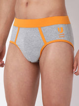 Underjeans By Spykar Men Premium Cotton Blend Grey Brief