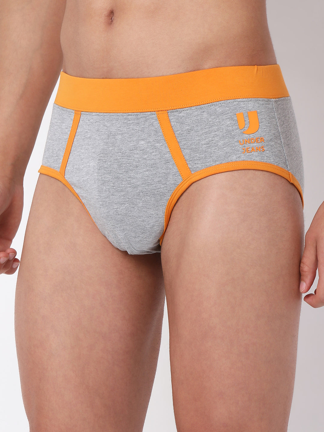 Underjeans By Spykar Men Premium Cotton Blend Grey Brief
