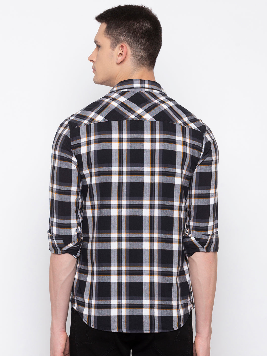 Spykar Men Black Checked Slim Fit Casual Shirt