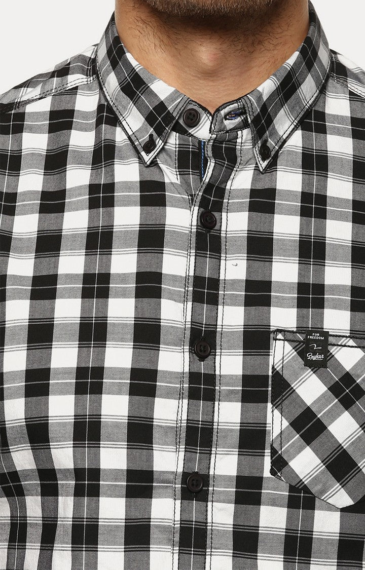 Spykar Men'S Black Cotton Checked Casual Shirts