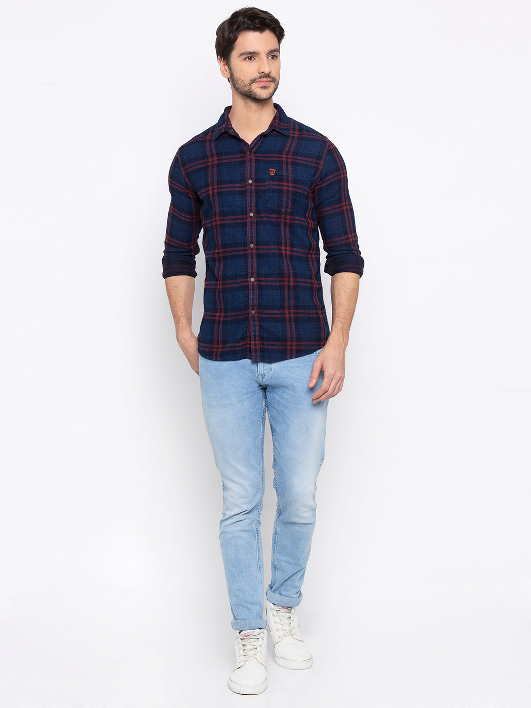 Spykar Men Red Cotton Casual Shirt