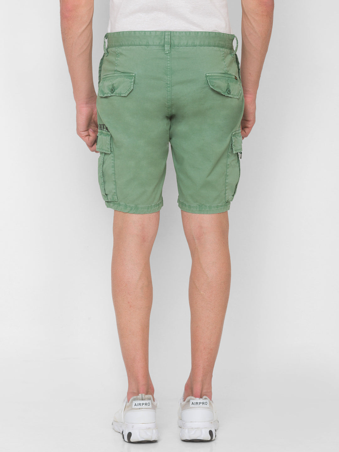 Spykar Men Sage Green Solid Relaxed Mid-Rise Shorts (Relaxed)