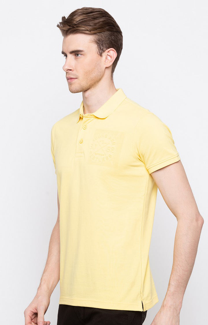 Spykar Pestle Yellow Solid Slim Polo Fit T-Shirt