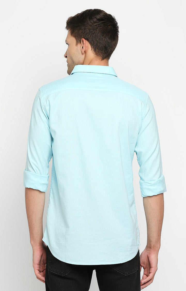 Spykar Men Blue Cotton Slim Fit Casual Shirt