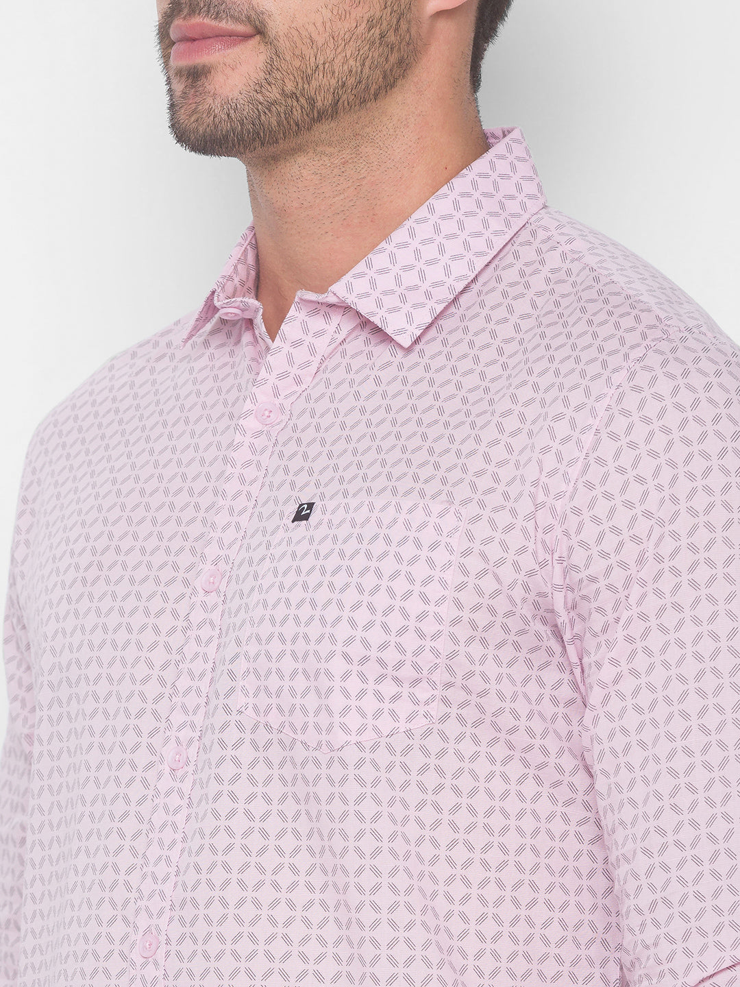 Spykar Men Light Pink Cotton Shirts (Regular)