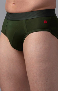Olive Cotton Brief For Men Premium- Underjeans By Spykar