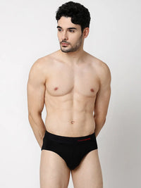 Underjeans By Spykar Men Premium Black & Olive Cotton Blend Regular Fit Brief - Pack Of 2