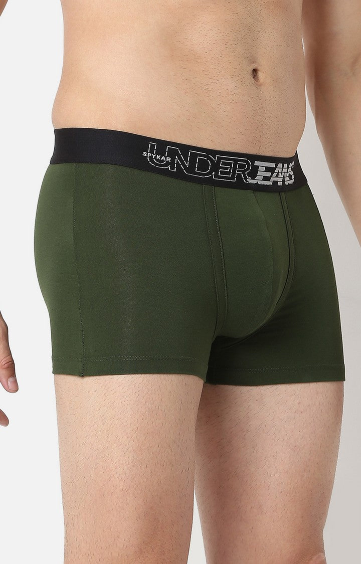 Underjeans By Spykar Men Premium Olive Cotton Blend Trunk