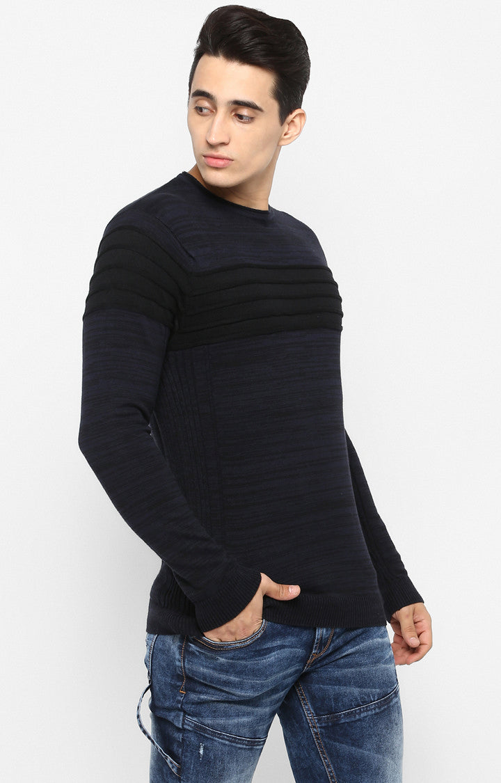 Spykar Black Melange Slim Fit Sweatshirts