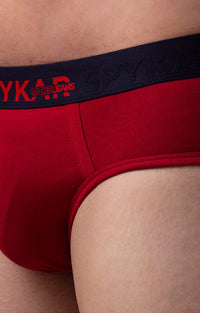 Maroon Cotton Brief For Men Premium- Underjeans By Spykar