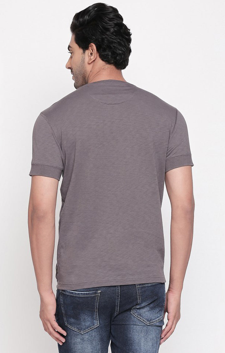 Spykar Men Grey Cotton Slim Fit M and arin T-Shirt