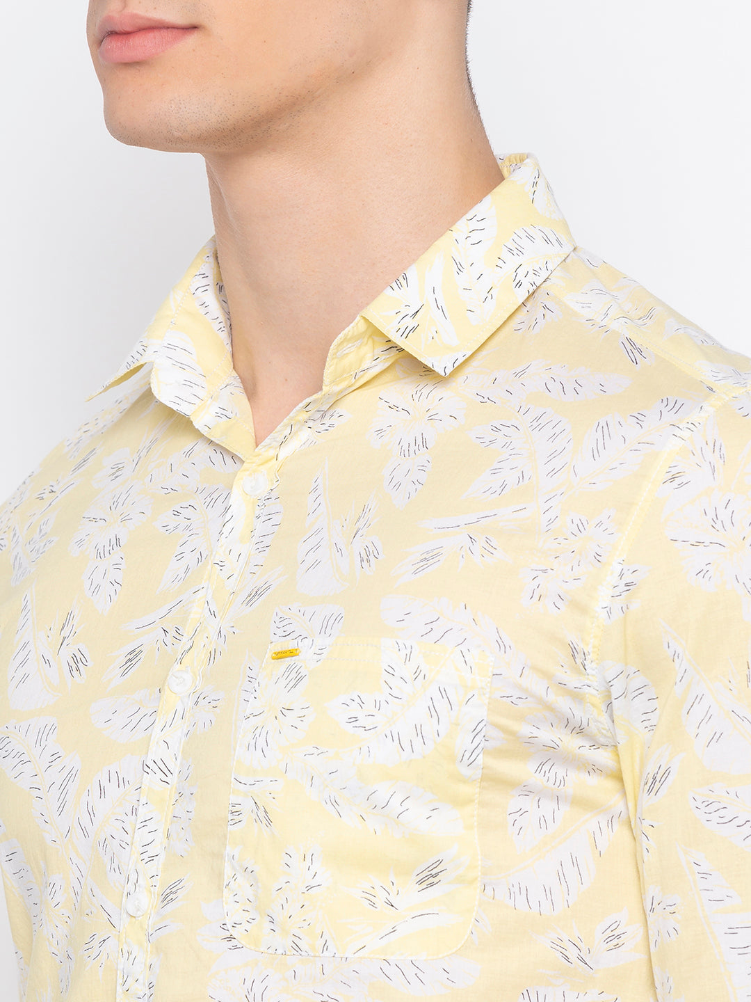 Spykar Men Yellow Printed Casual Shirt