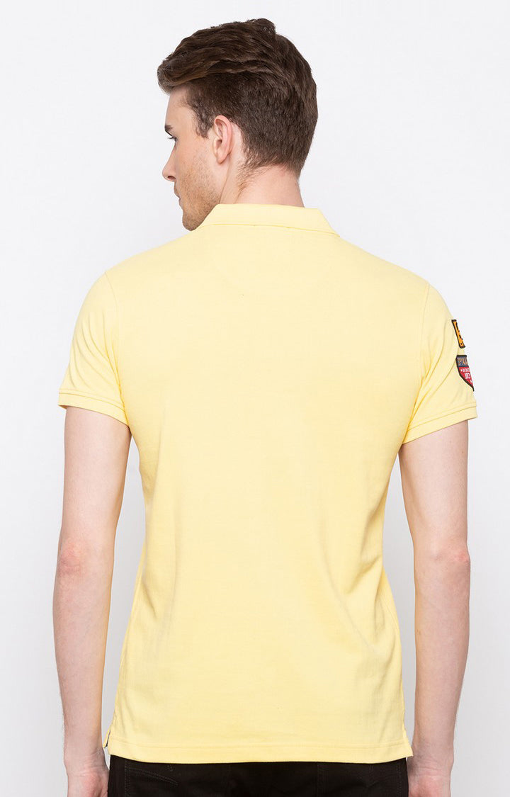 Spykar Pestle Yellow Solid Slim Polo Fit T-Shirt