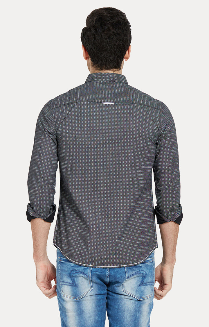 Spykar Men Grey Printed Slim Fit Casual Shirt