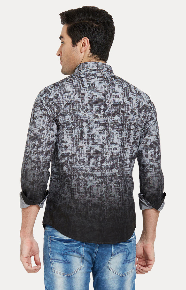 Spykar Men Black Printed Slim Fit Casual Shirt