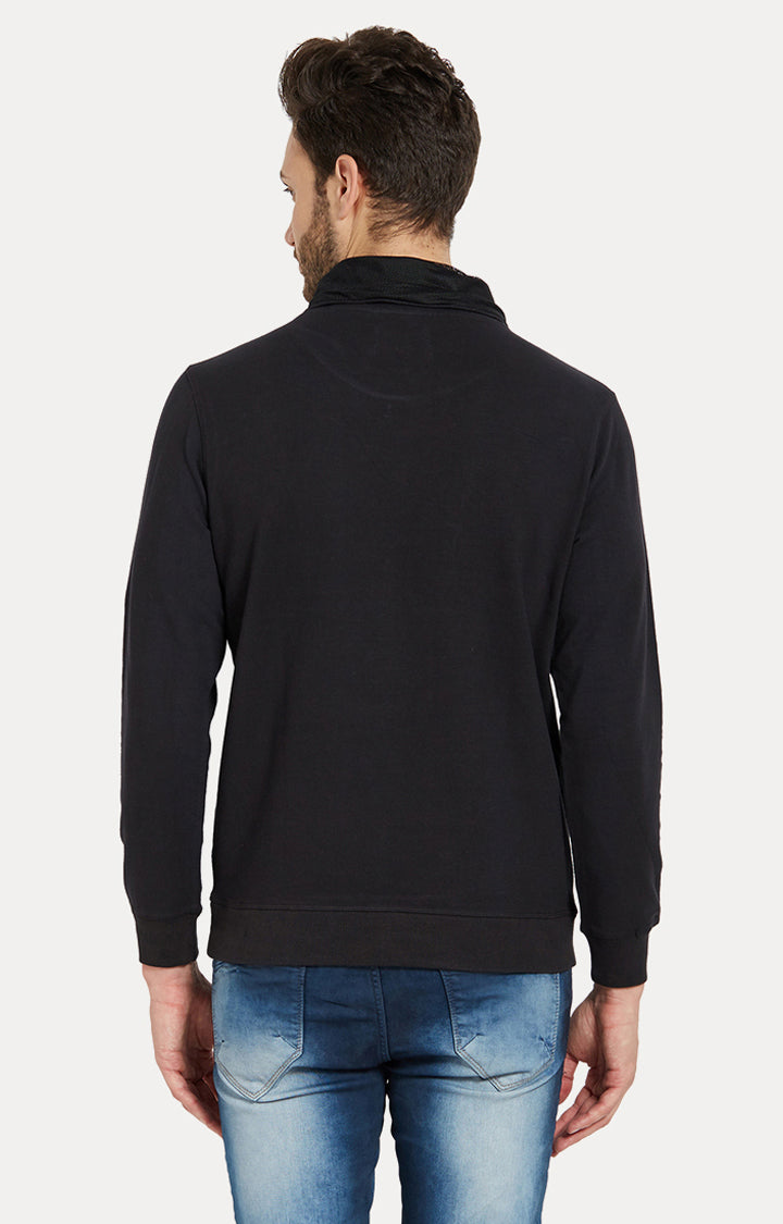 Spykar Men Black Cotton Slim Fit Round Neck Sweatshirt