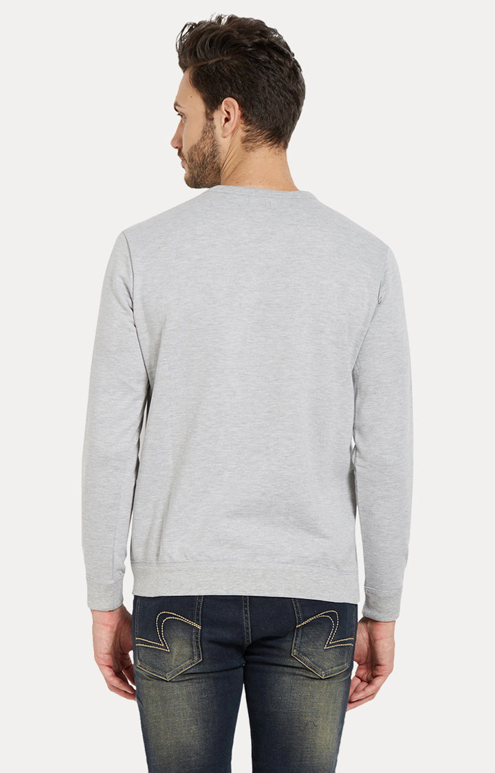 Spykar Grey Printed Slim Fit Sweatshirt For Men