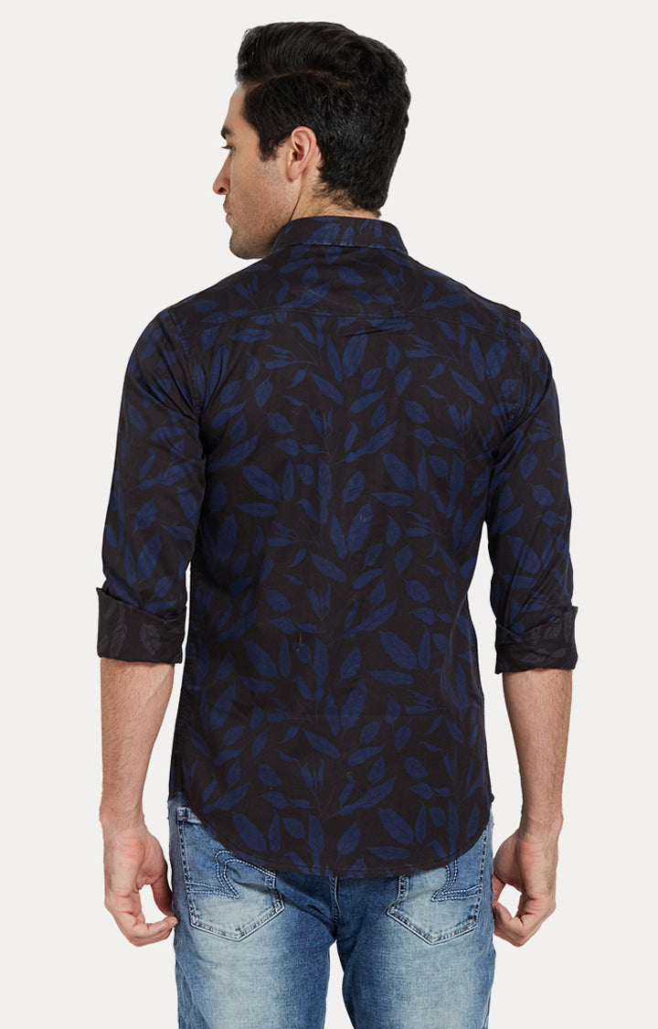 Spykar Men Blue & Black Printed Slim Fit Casual Shirt