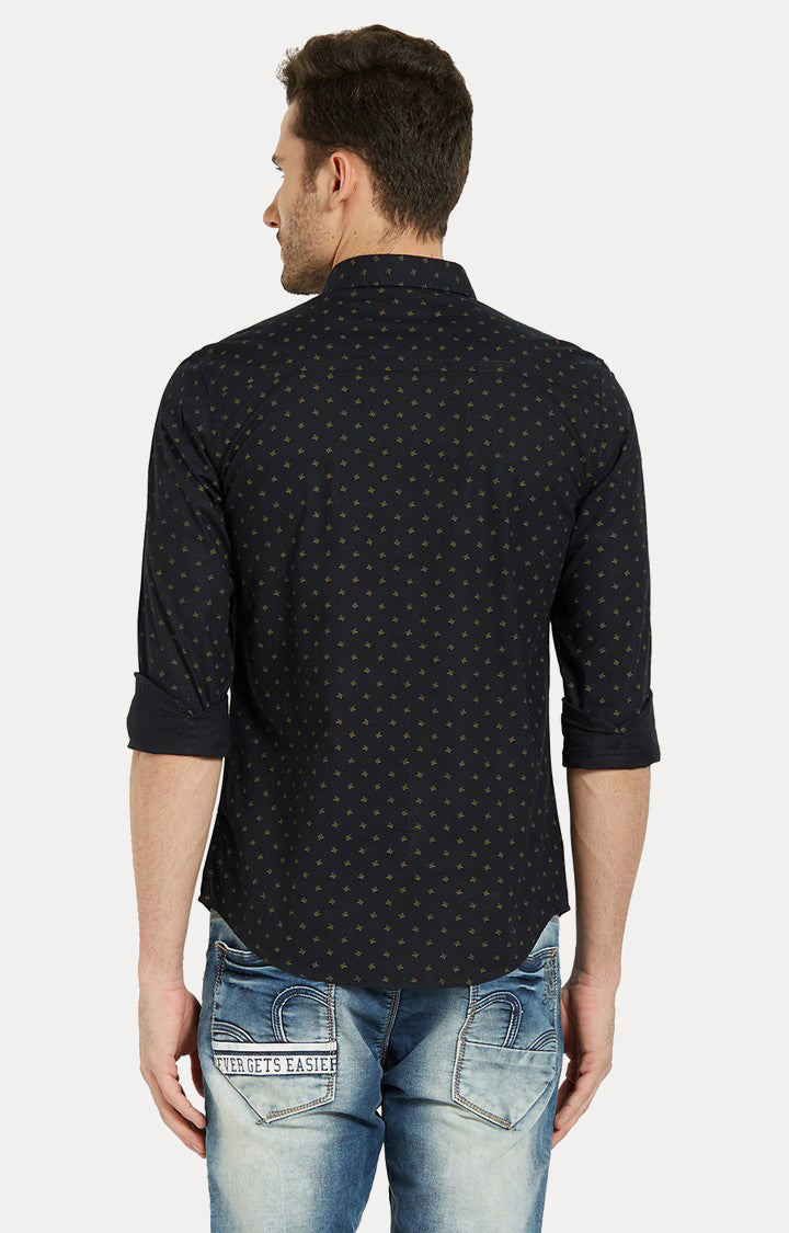 Spykar Men Black Printed Slim Fit Casual Shirt