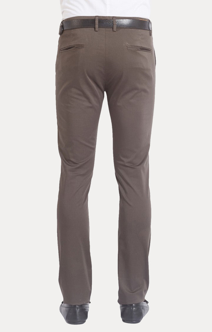 Spykar Men Brown Cotton Slim Fit Casual Trousers