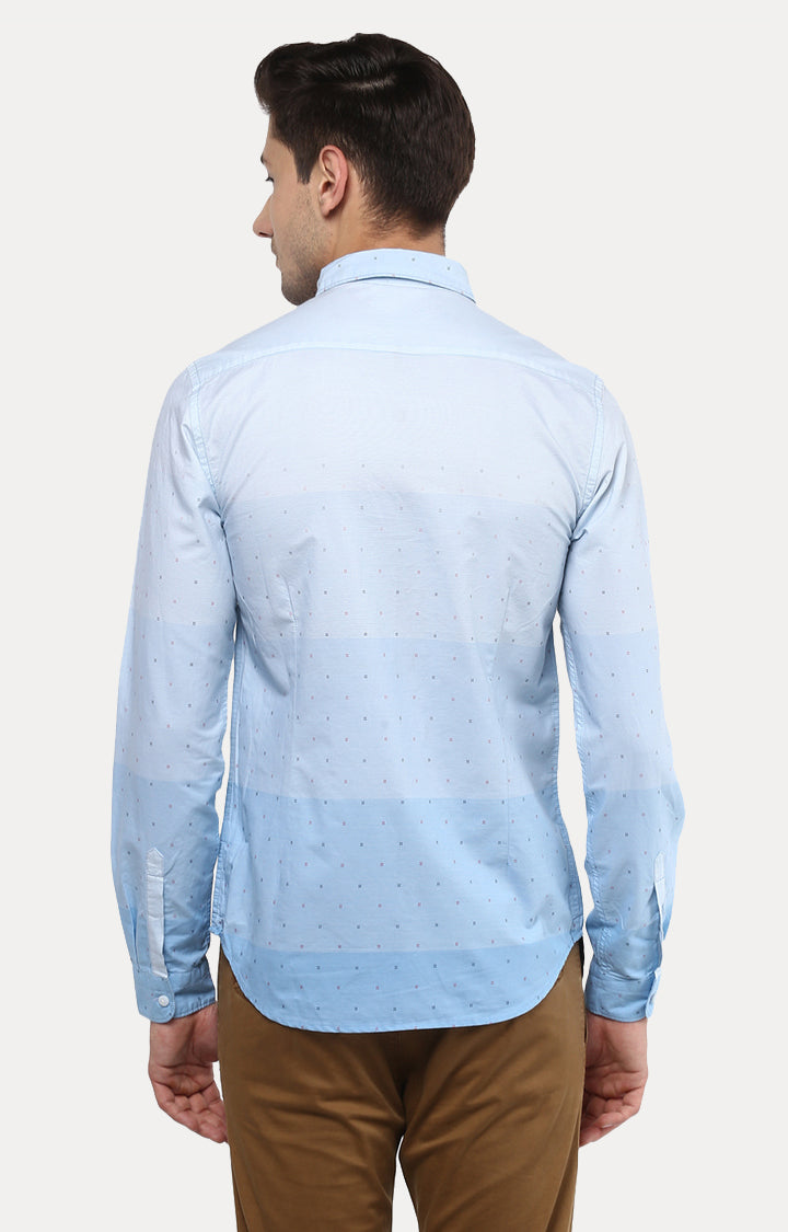 Spykar Men Blue Printed Slim Fit Casual Shirt