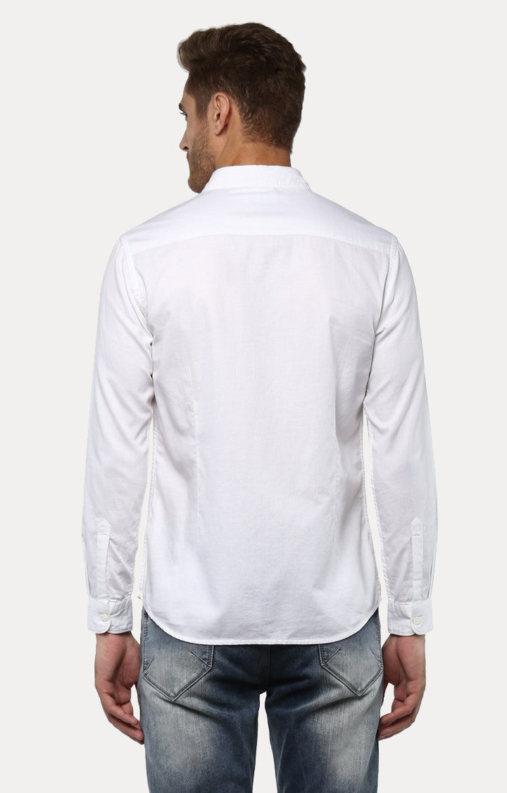 Spykar Men White Solid Slim Fit Casual Shirt