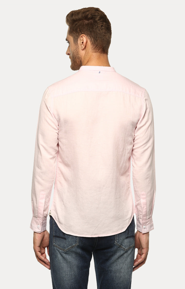 Spykar Men Light Pink Solid Slim Fit Casual Shirt