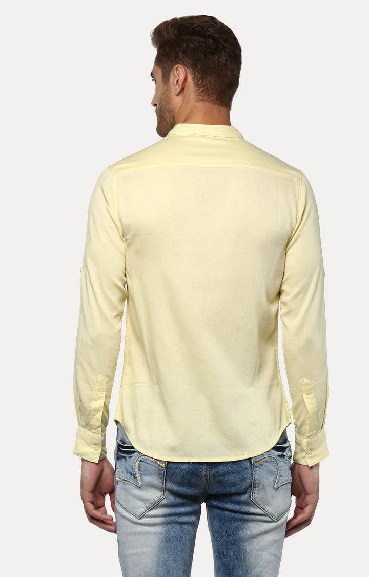 Spykar Men Yellow Solid Slim Fit Casual Shirt