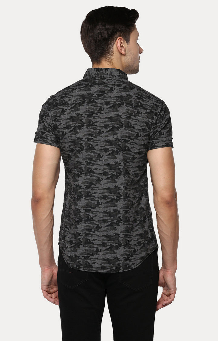 Spykar Men Grey Printed Slim Fit Casual Shirt