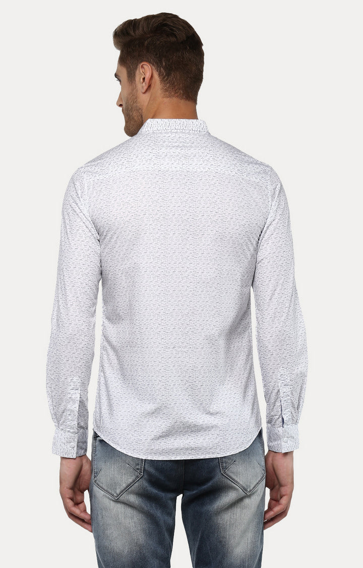 Spykar Men White Printed Slim Fit Casual Shirt