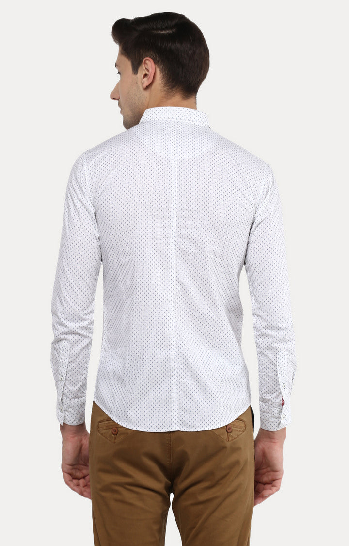 Spykar Men White Printed Slim Fit Casual Shirt