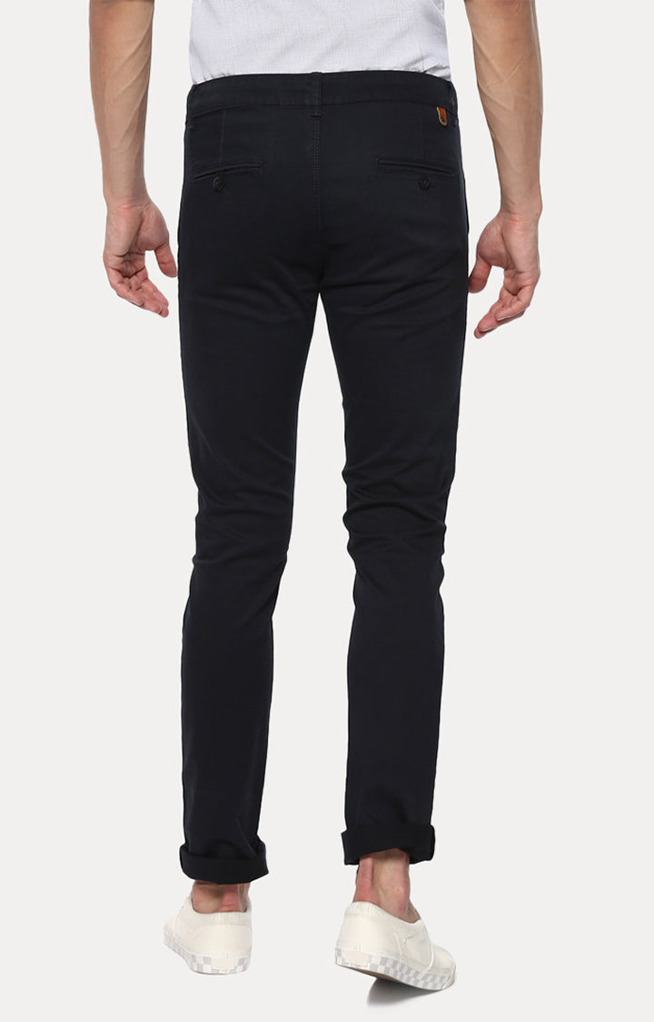 Spykar Men Navy Blue Solid Slim Fit Chinos