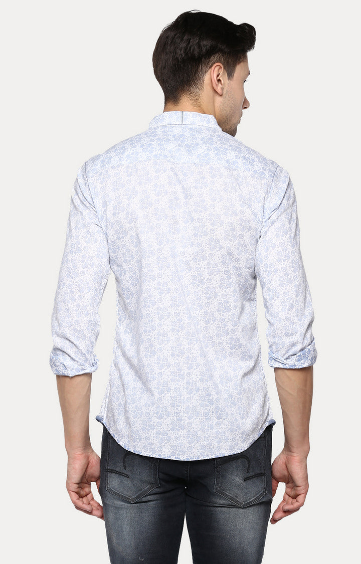 Spykar Men Blue Printed Slim Fit Casual Shirt