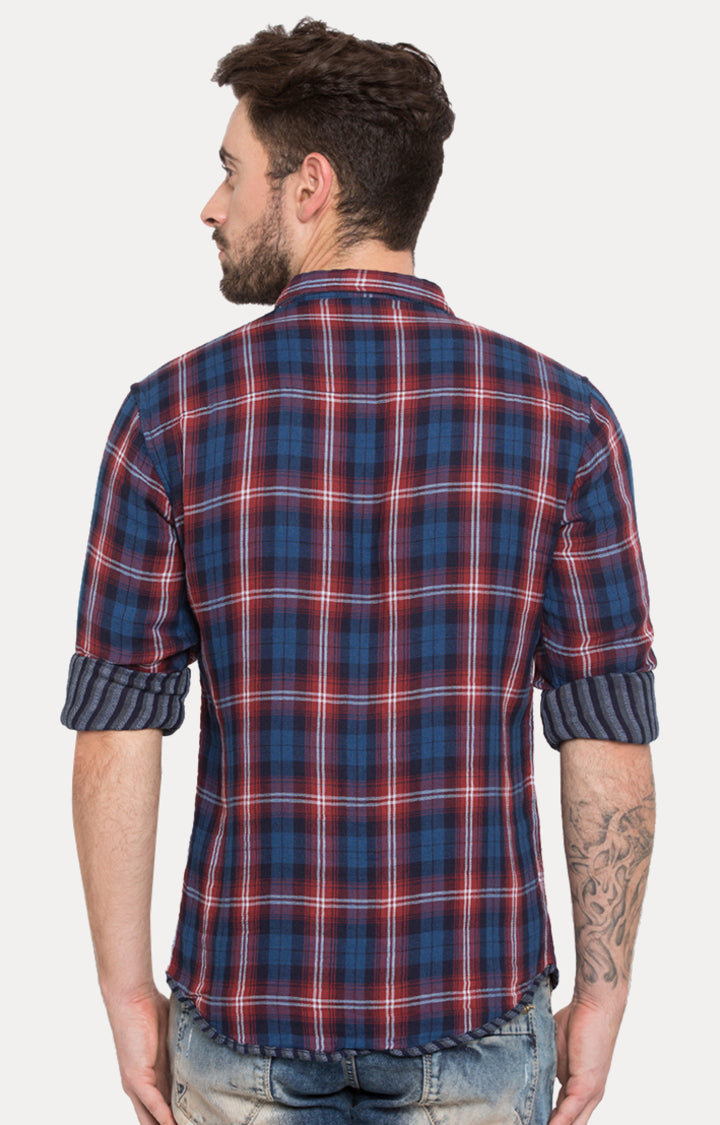 Spykar Men Red Checked Slim Fit Casual Shirt