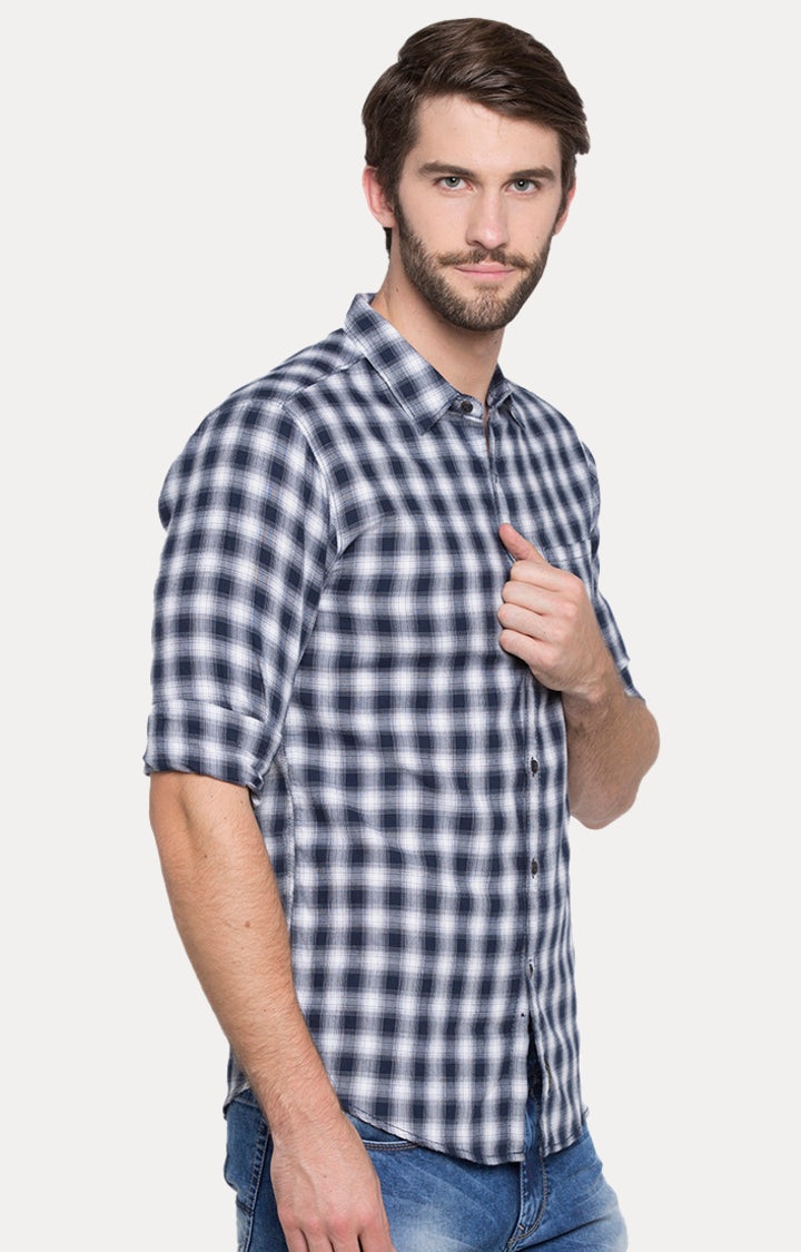 Spykar Men Blue Cotton Casual Shirt