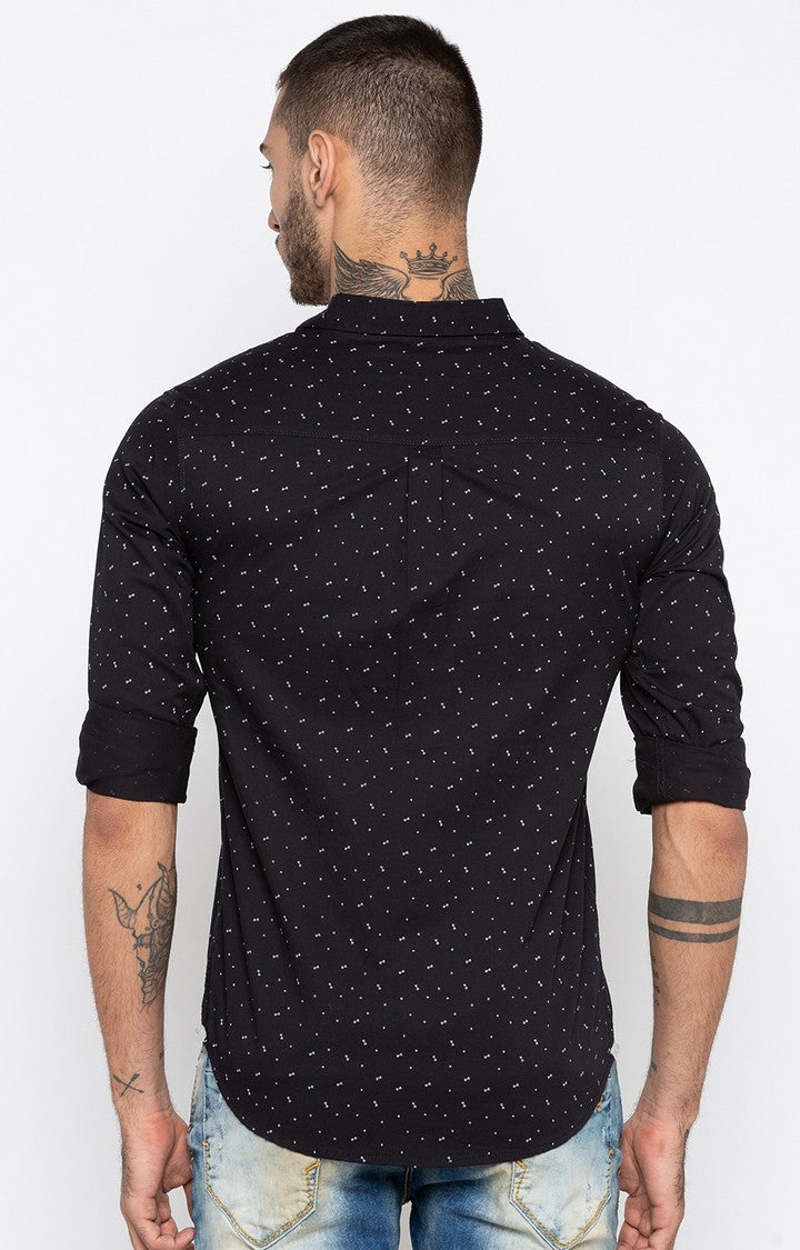 Spykar Men Black Printed Slim Fit Casual Shirt