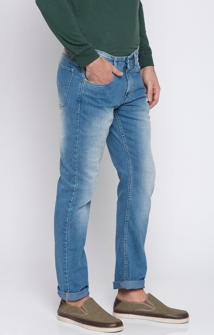 Spykar Men Blue Solid Slim Thigh Narrow Leg Fit Jeans