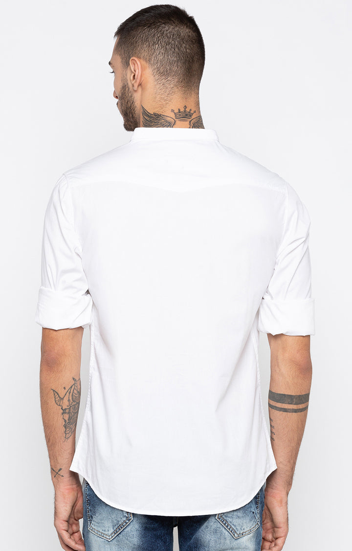 Spykar Men White Solid Slim Fit Casual Shirt