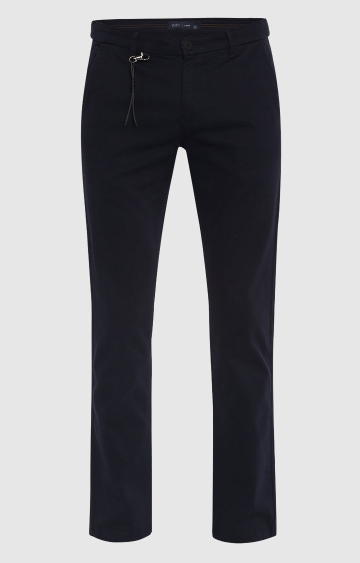 Spykar Men Blue Cotton Slim Fit Casual Trousers