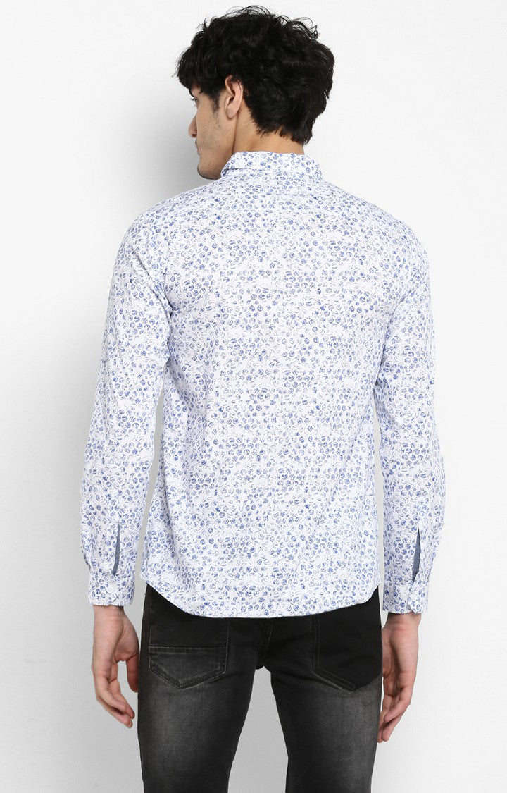 Spykar Men White Printed Slim Fit Casual Shirt