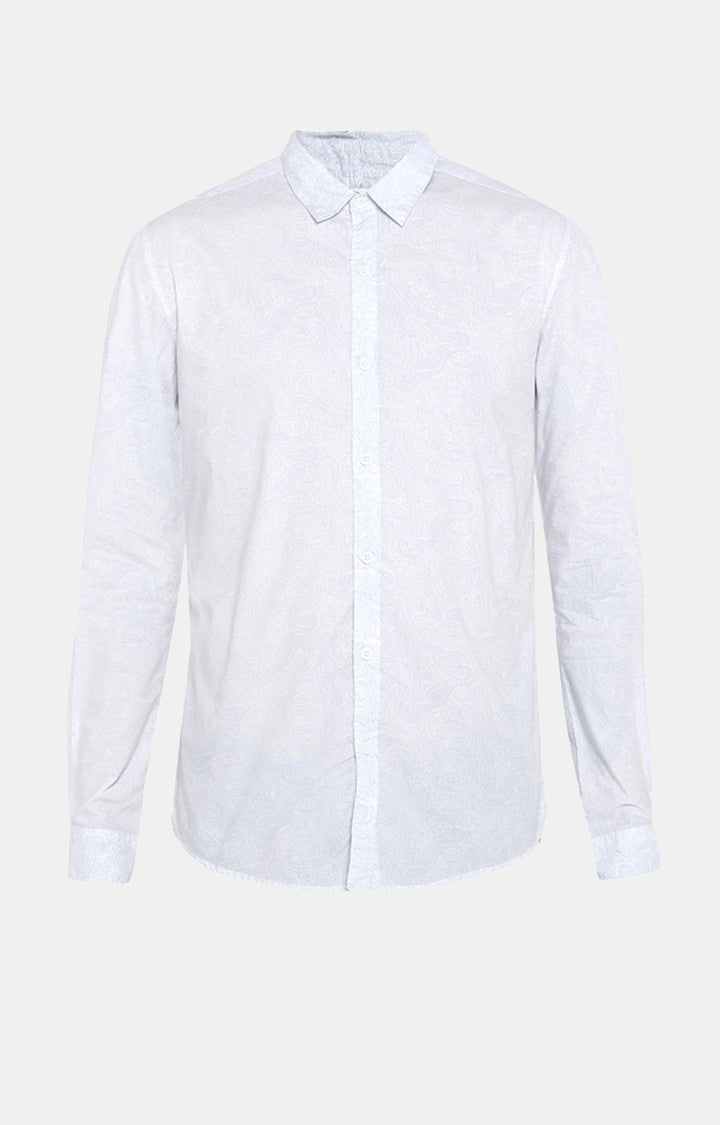 Spykar Men White Printed Slim Fit Casual Shirt