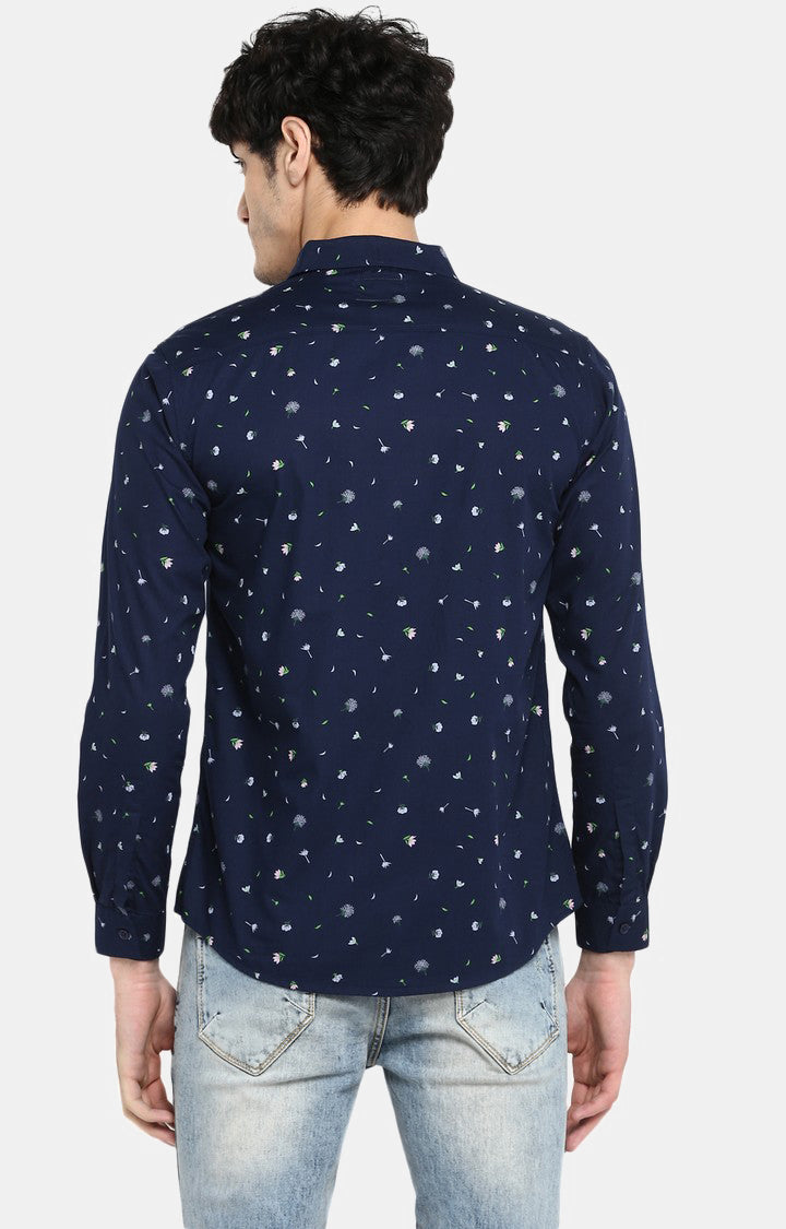 Spykar Men Navy Printed Slim Fit Casual Shirt