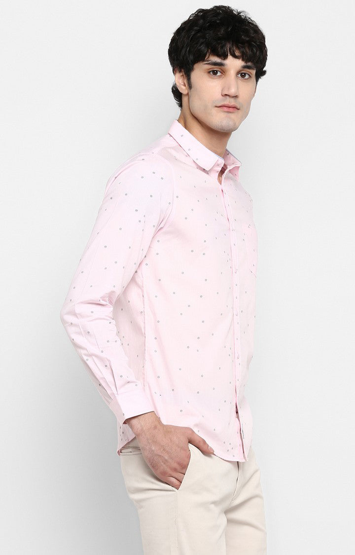 Spykar Pink Cotton Slim Fit Shirts For Men