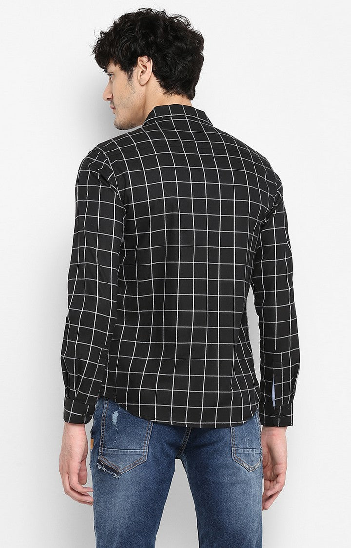 Spykar Men Black Checked Slim Fit Casual Shirt