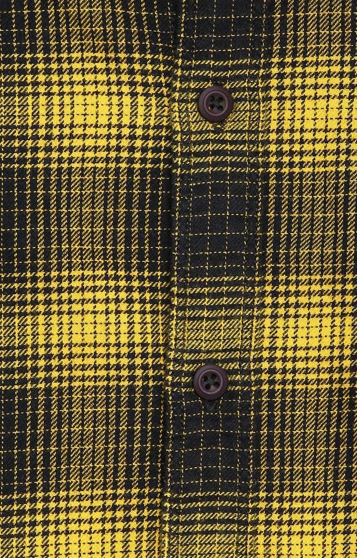 Spykar Men Yellow Checked Slim Fit Casual Shirt