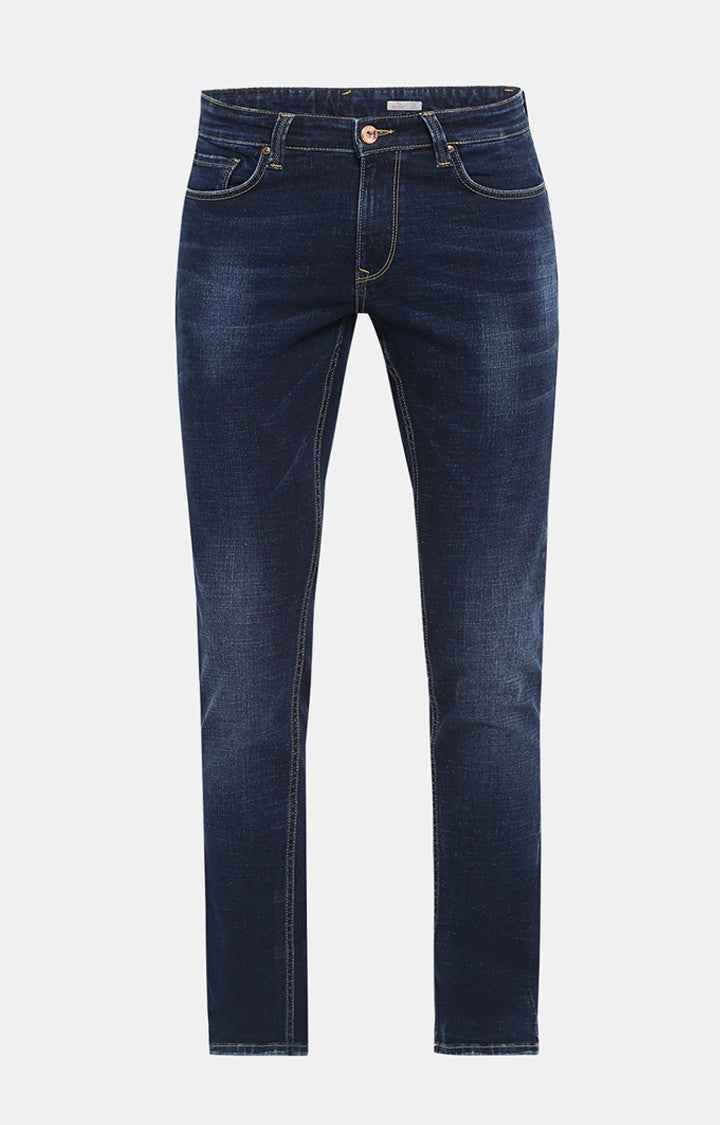 Spykar Men Dark Blue Solid Skinny Fit Jeans